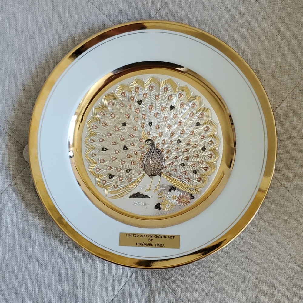 Decorative Plate golden peacok